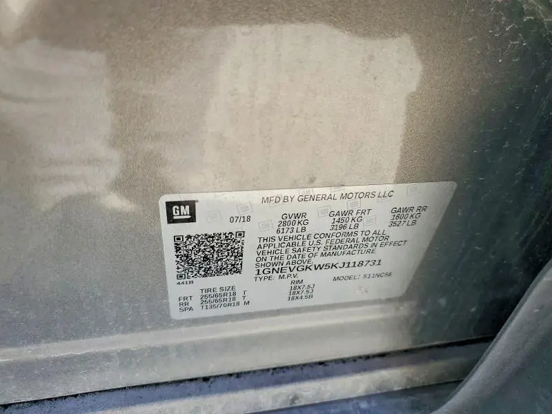 2019 CHEVROLET TRAVERSE LT  