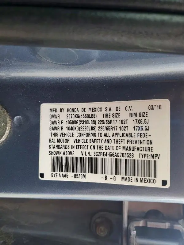 2010 HONDA CR-V EX  