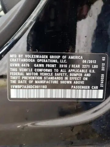 2013 VOLKSWAGEN PASSAT SE  