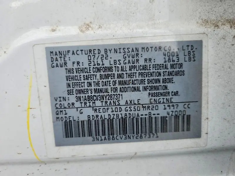 2022 NISSAN SENTRA SV  