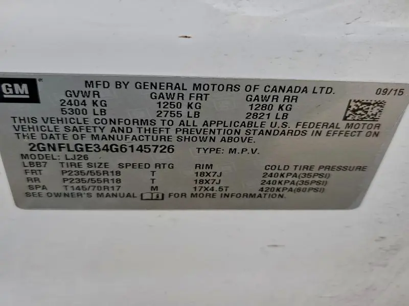 2016 CHEVROLET EQUINOX LTZ  