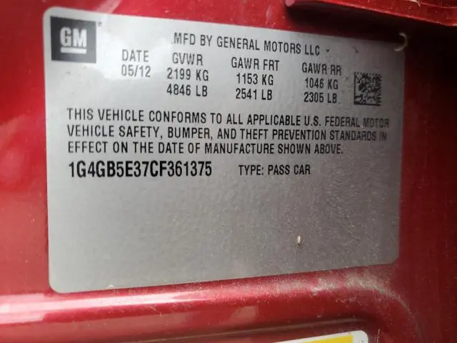 2012 BUICK LACROSSE CONVENIENCE  