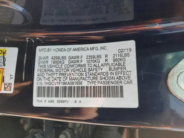 2019 HONDA ACCORD LX  