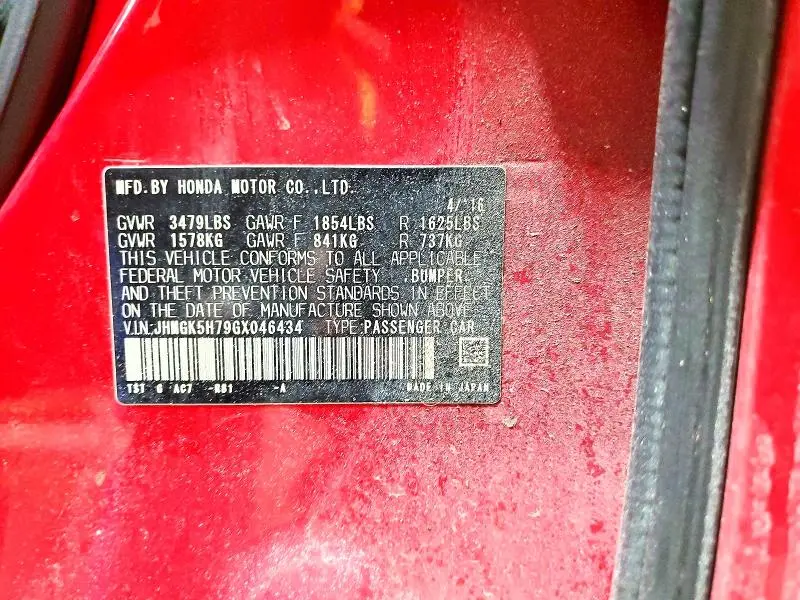 2016 HONDA FIT EX  
