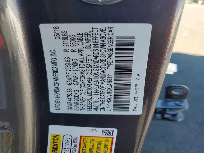 2018 HONDA ACCORD SPORT  