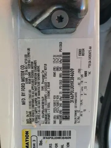 2017 FORD FUSION SE HYBRID  