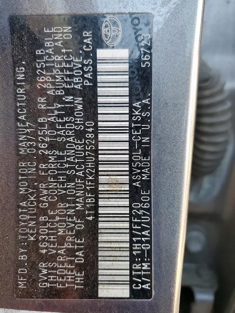 2017 TOYOTA CAMRY LE  