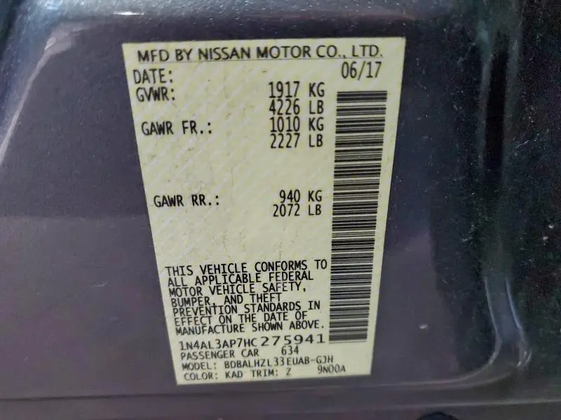 2017 NISSAN ALTIMA 2.5  