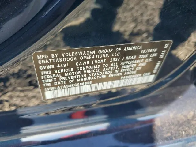 2019 VOLKSWAGEN PASSAT WOLFSBURG  