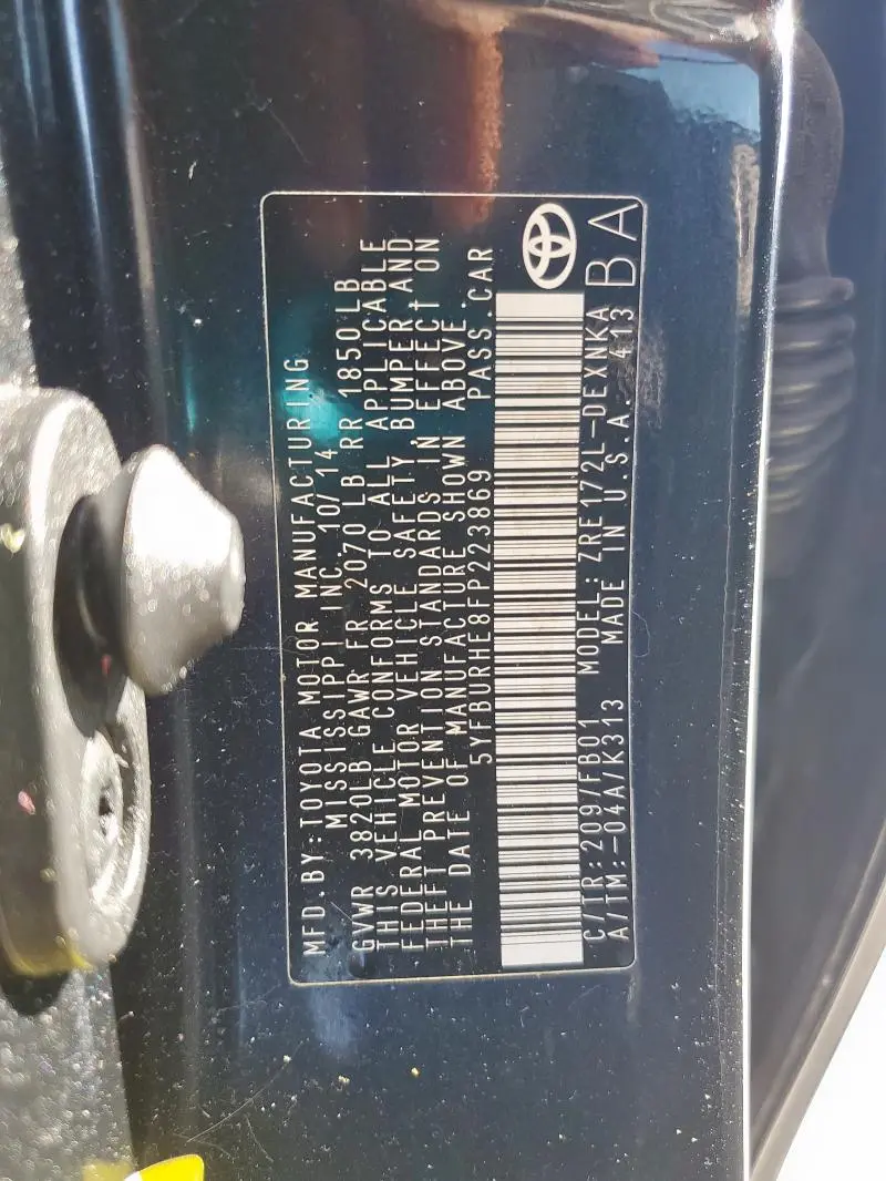 2015 TOYOTA COROLLA L  