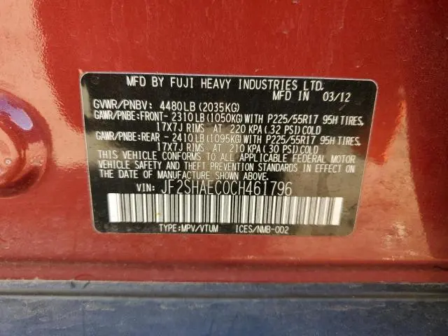 2012 SUBARU FORESTER LIMITED  