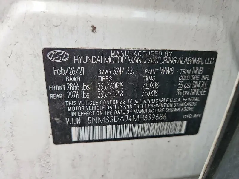 2021 HYUNDAI SANTA FE   