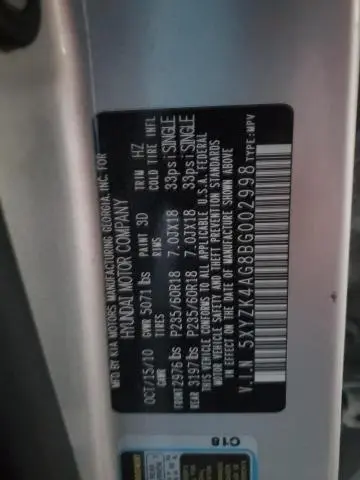 2011 HYUNDAI SANTA FE LIMITED  