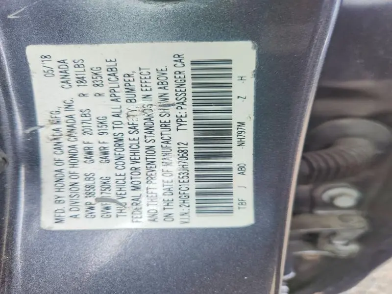 2018 HONDA CIVIC SI  