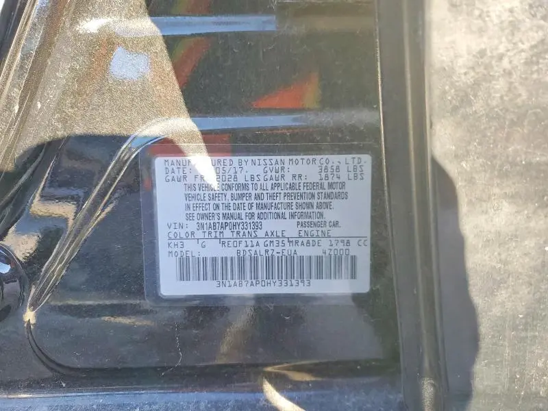 2017 NISSAN SENTRA S  