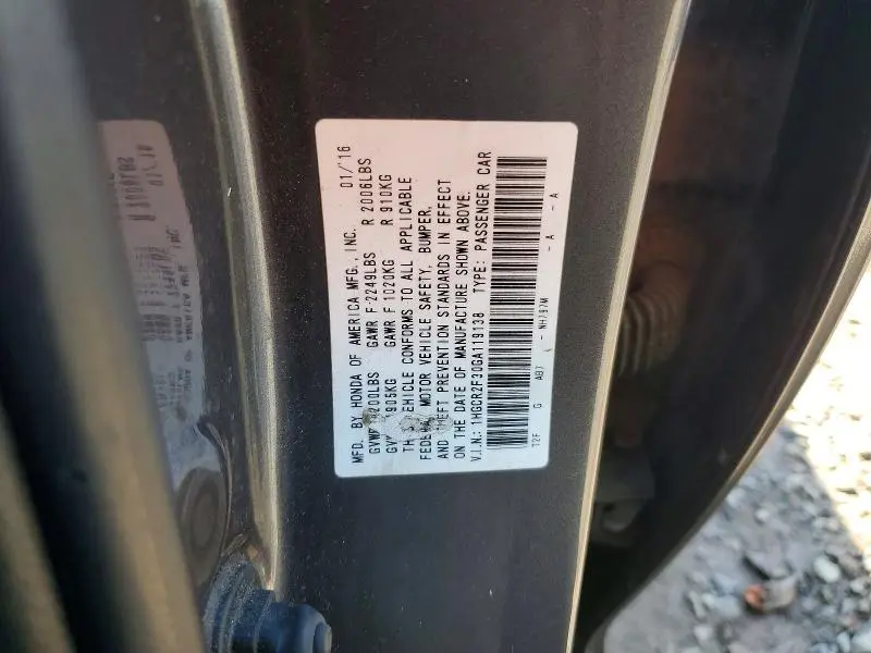 2016 HONDA ACCORD LX  