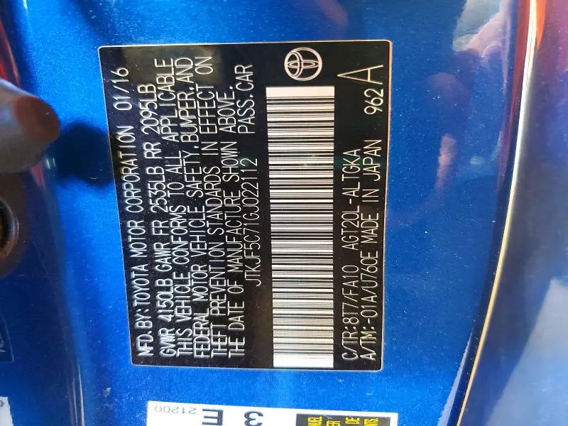 2016 TOYOTA SCION   