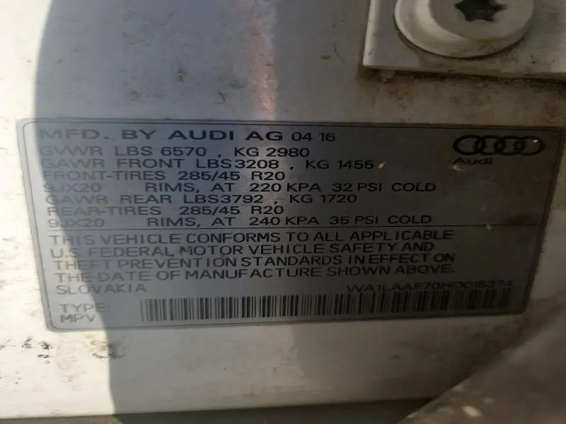 2017 AUDI Q7 PREMIUM PLUS  