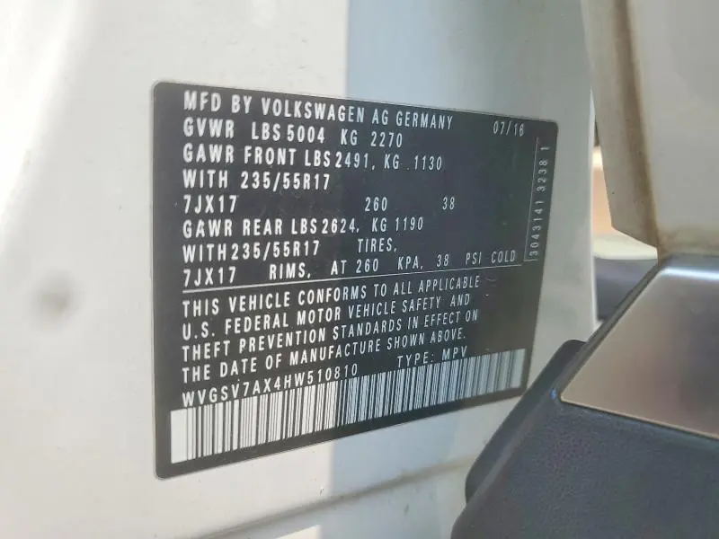 2017 VOLKSWAGEN TIGUAN WOLFSBURG  