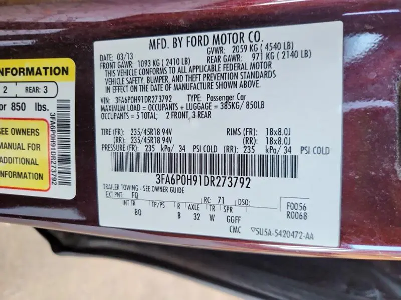2013 FORD FUSION SE  