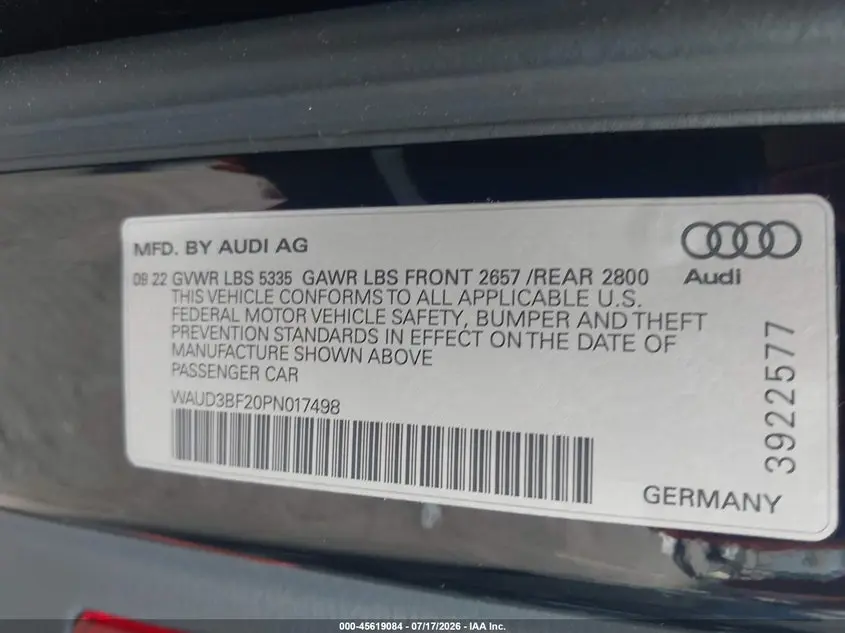 2023 AUDI A6 PREMIUM 45 TFSI QUATTRO S TRONIC