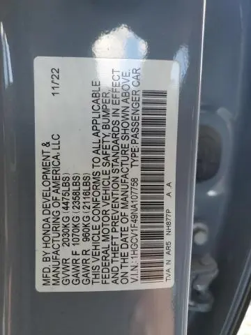 2022 HONDA ACCORD SPORT SE  