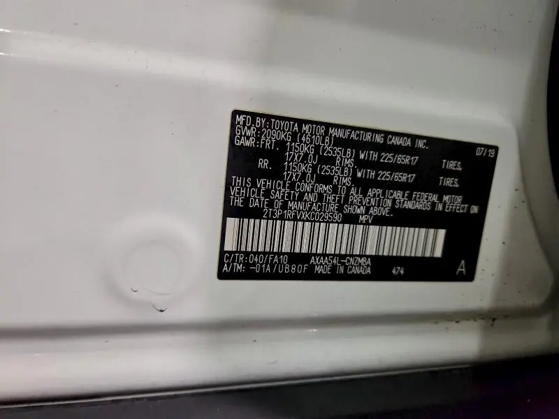 2019 TOYOTA RAV4 XLE  