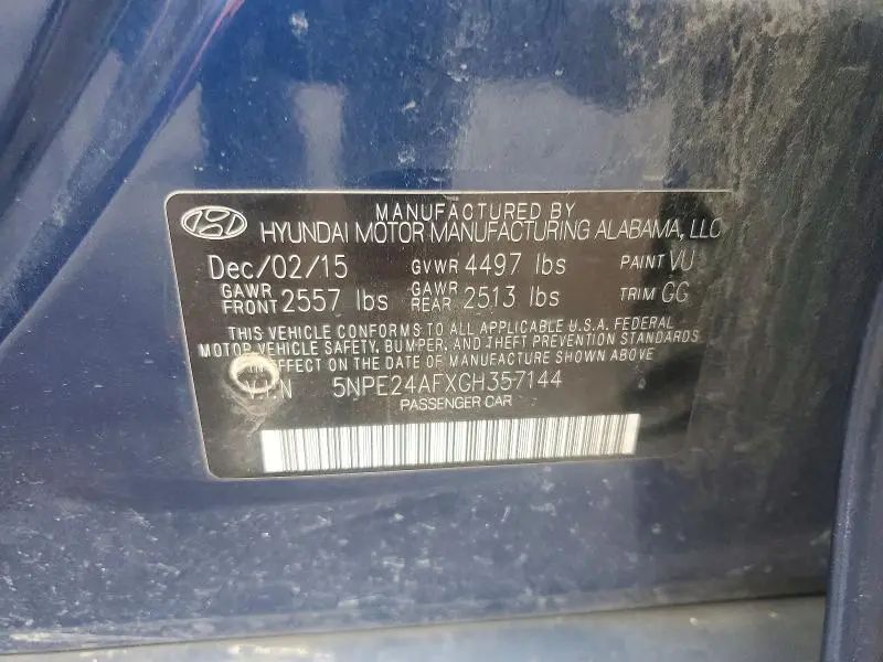 2016 HYUNDAI SONATA SE  