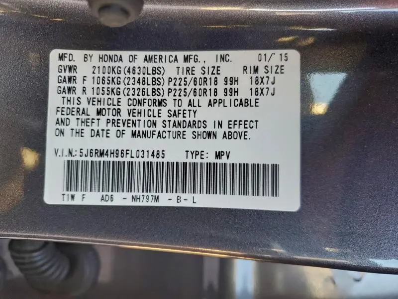 2015 HONDA CR-V TOURING  