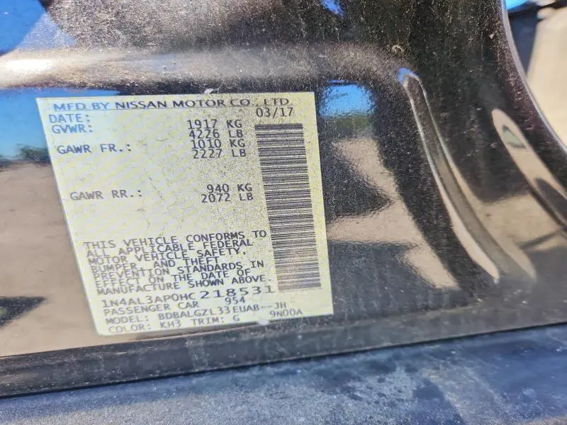 2017 NISSAN ALTIMA 2.5 S  