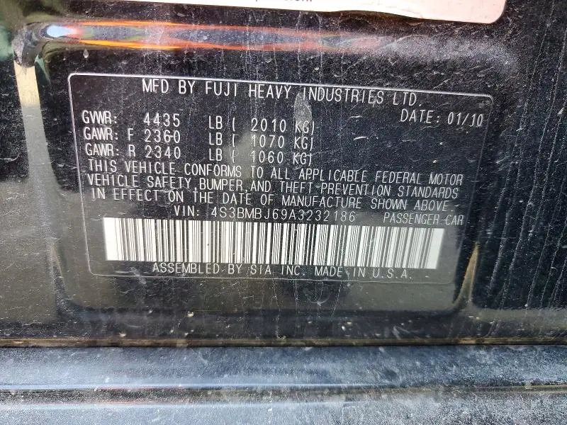 2010 SUBARU LEGACY 2.5I LIMITED  