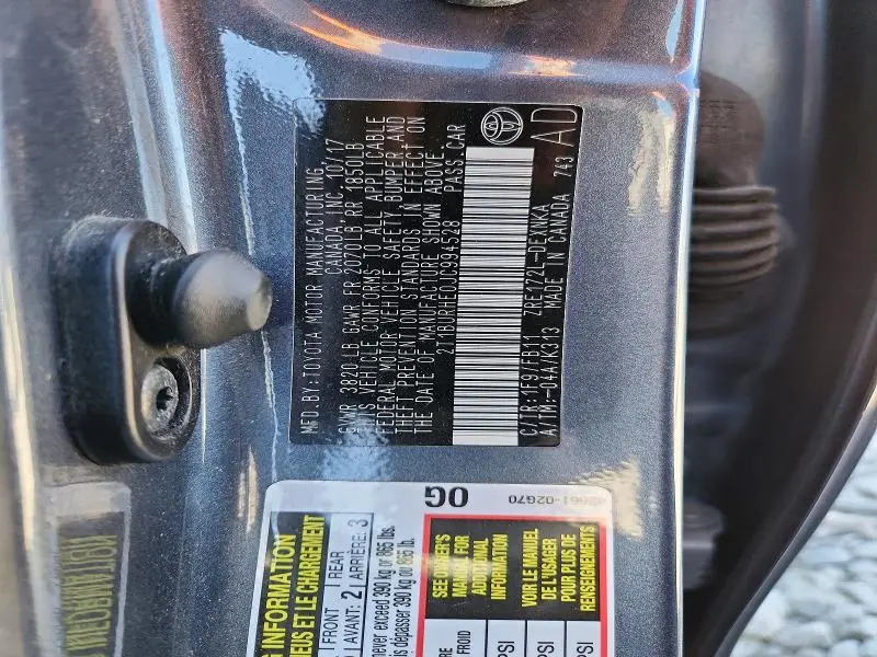 2018 TOYOTA COROLLA LE  