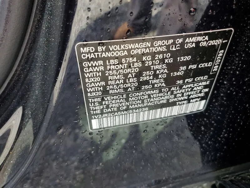 2021 VOLKSWAGEN ATLAS SE  