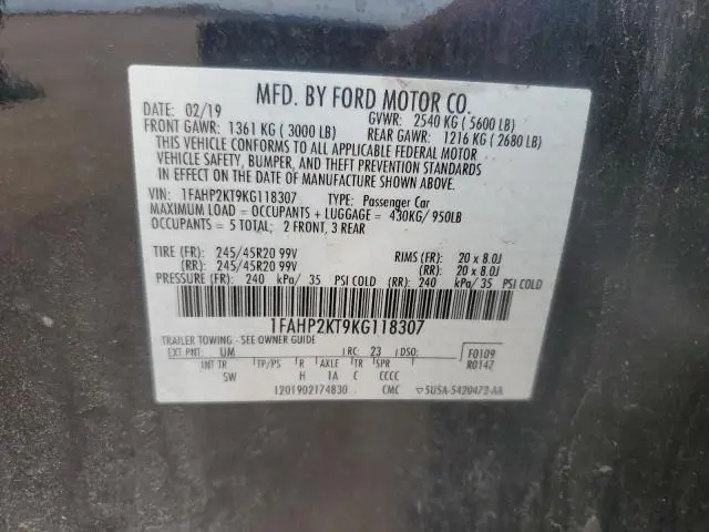 2019 FORD TAURUS SHO  