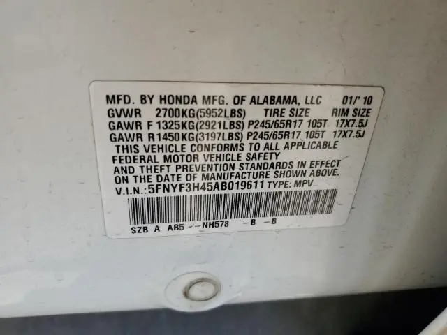 2010 HONDA PILOT EX  