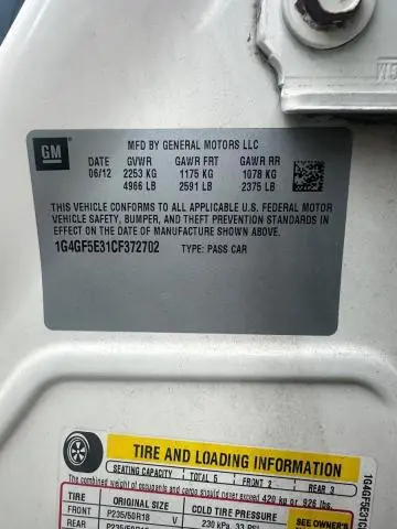 2012 BUICK LACROSSE PREMIUM  