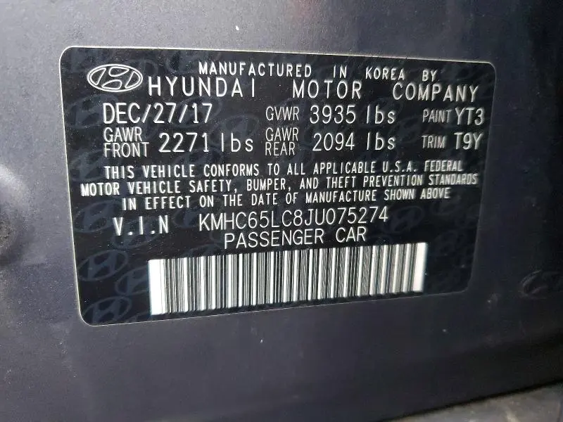 2018 HYUNDAI IONIQ BLUE  