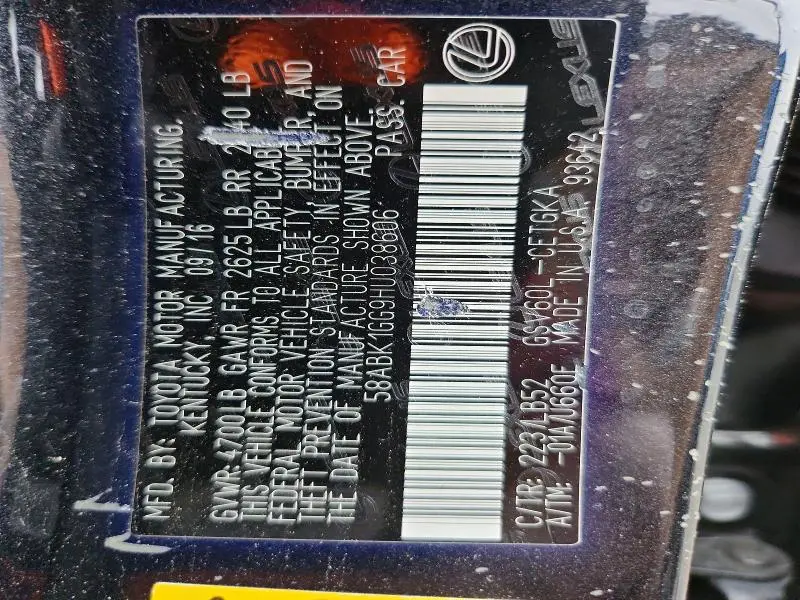 2017 LEXUS ES 350 BASE  