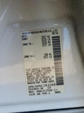 2016 NISSAN ALTIMA 2.5  