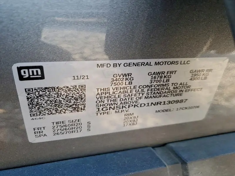 2022 CHEVROLET TAHOE K1500 Z71  