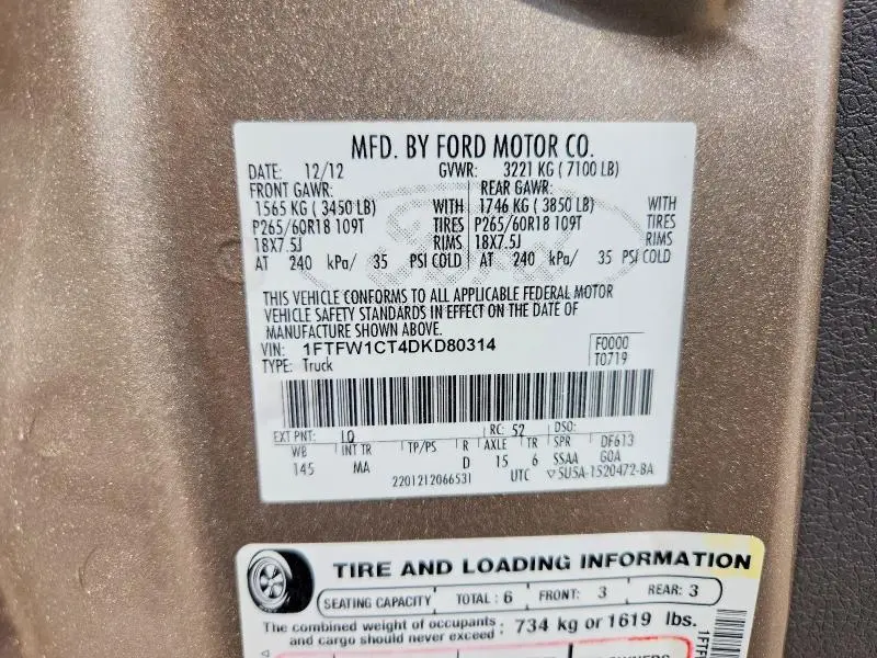 2013 FORD F150   