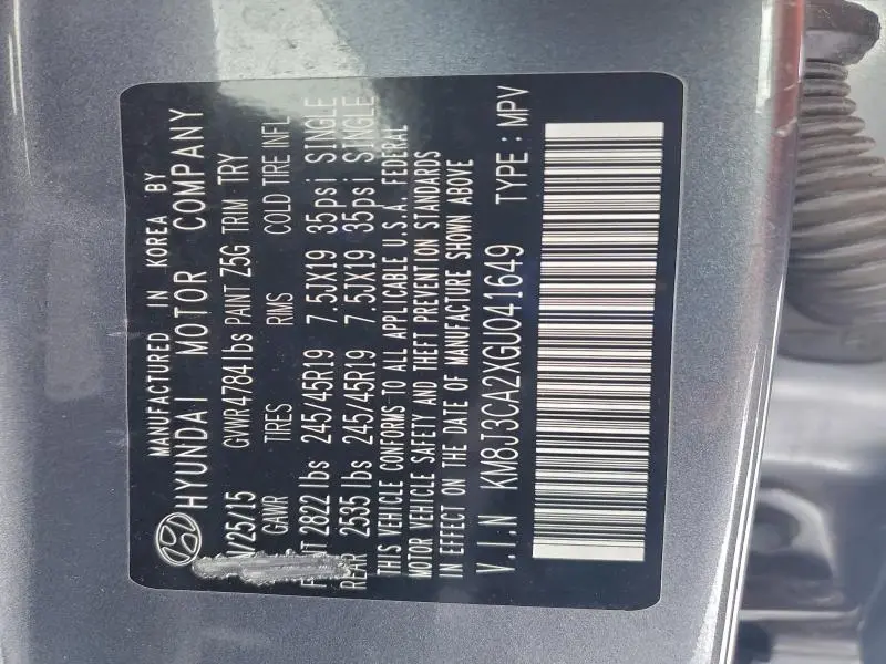 2016 HYUNDAI TUCSON LIMITED  