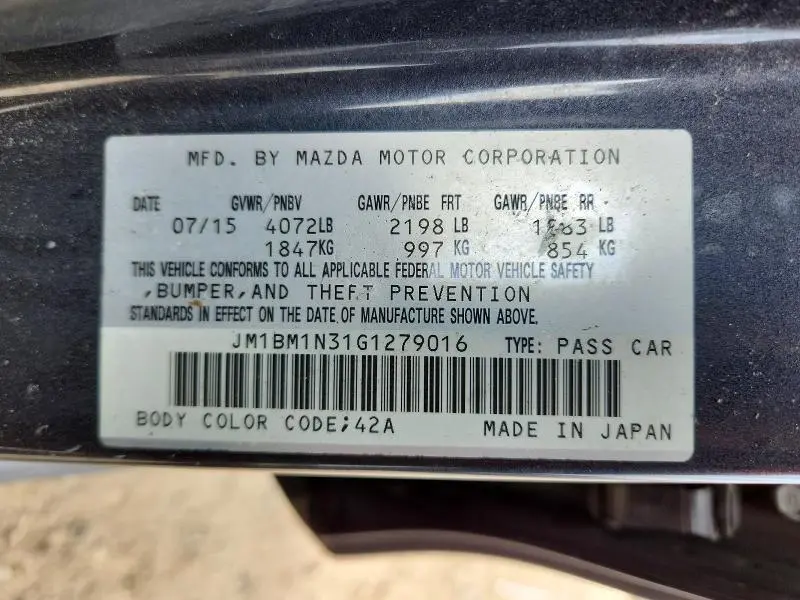 2016 MAZDA 3 GRAND TOURING  