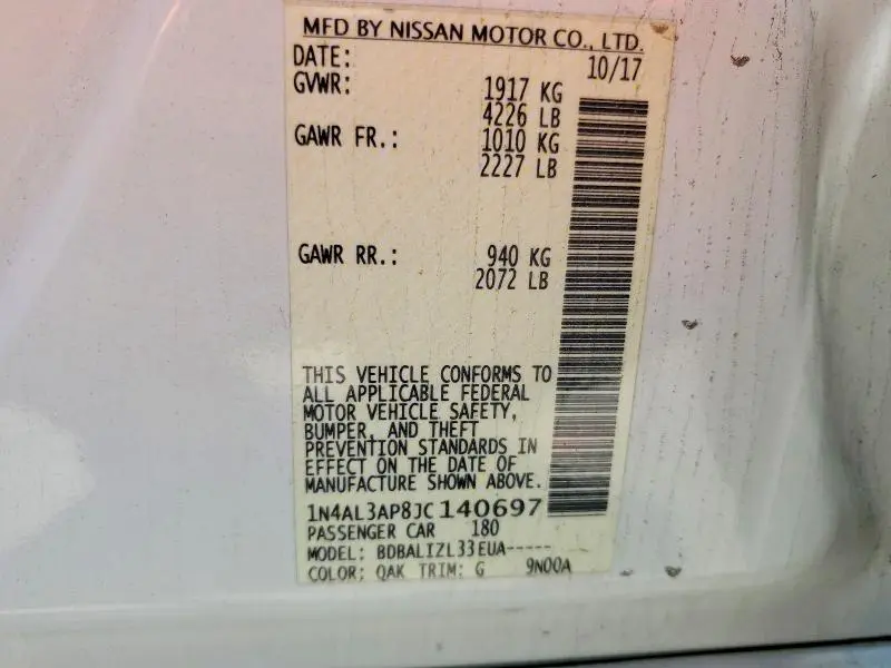 2018 NISSAN ALTIMA 2.5 SV  