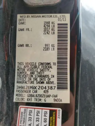 2013 NISSAN ALTIMA S  