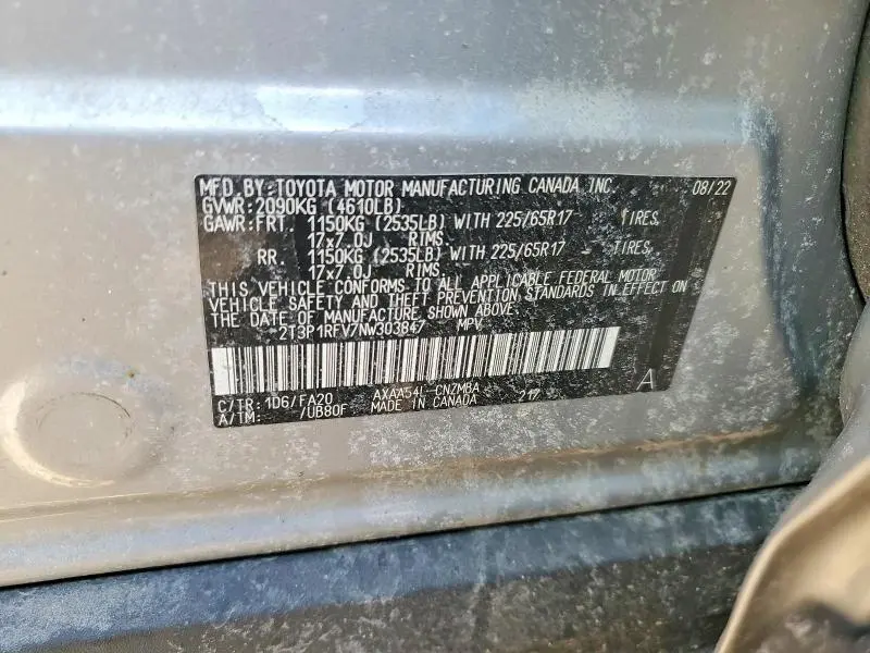 2022 TOYOTA RAV4 XLE  