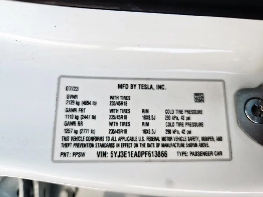 2023 TESLA MODEL 3