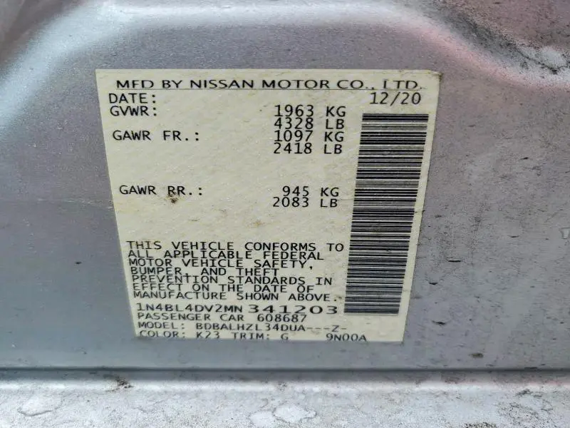 2021 NISSAN ALTIMA SV  