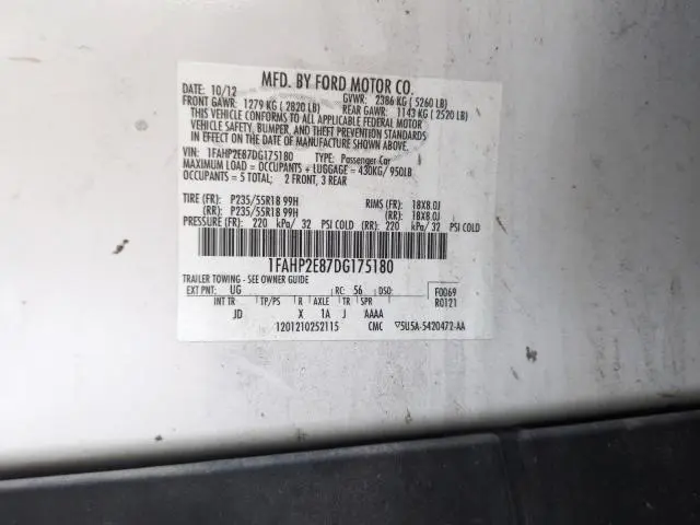 2013 FORD TAURUS SEL  