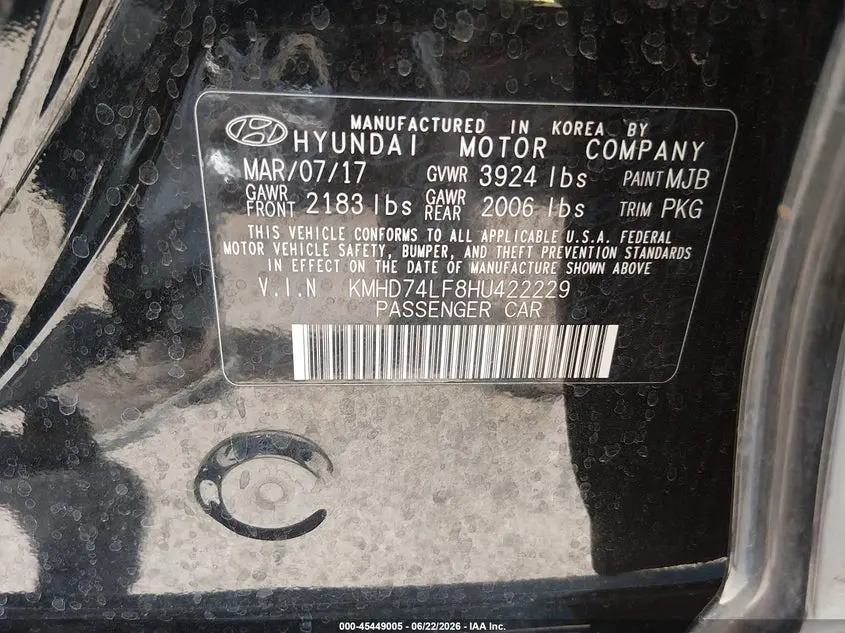 2017 HYUNDAI ELANTRA SE